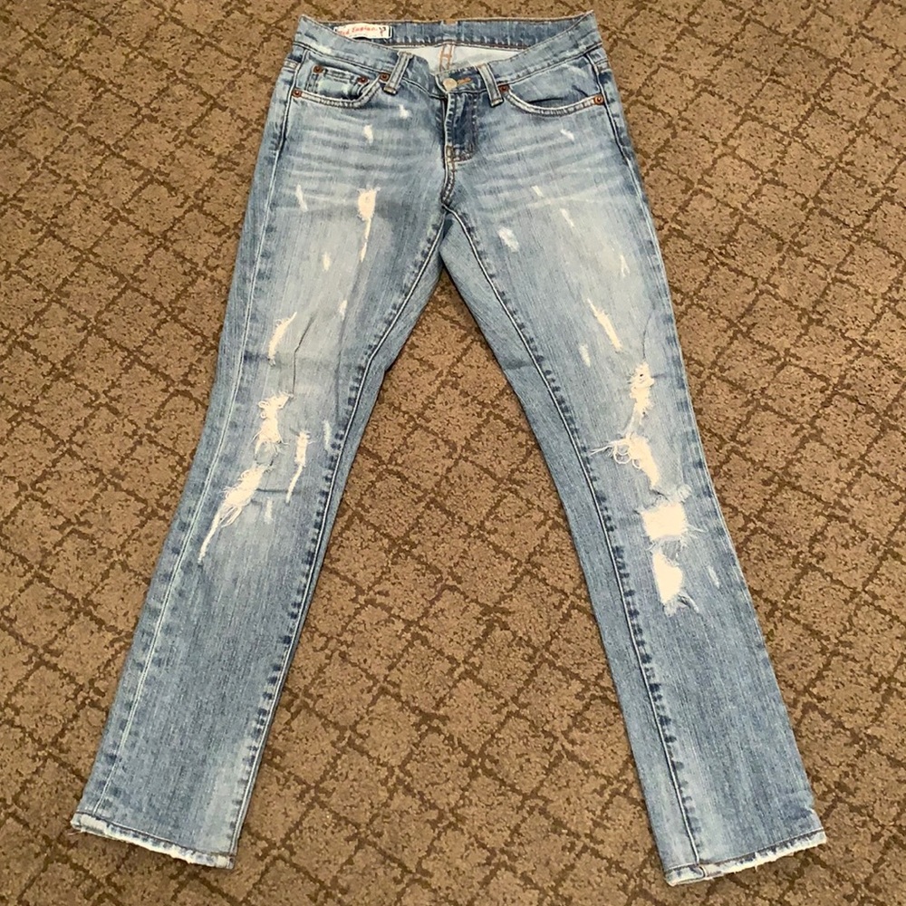 Red engine jeans